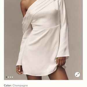 BHLDN One-Shoulder Champagne Dress